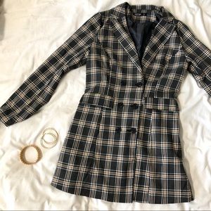 Nasty Gal Blazer Plaid Mini Suit Dress